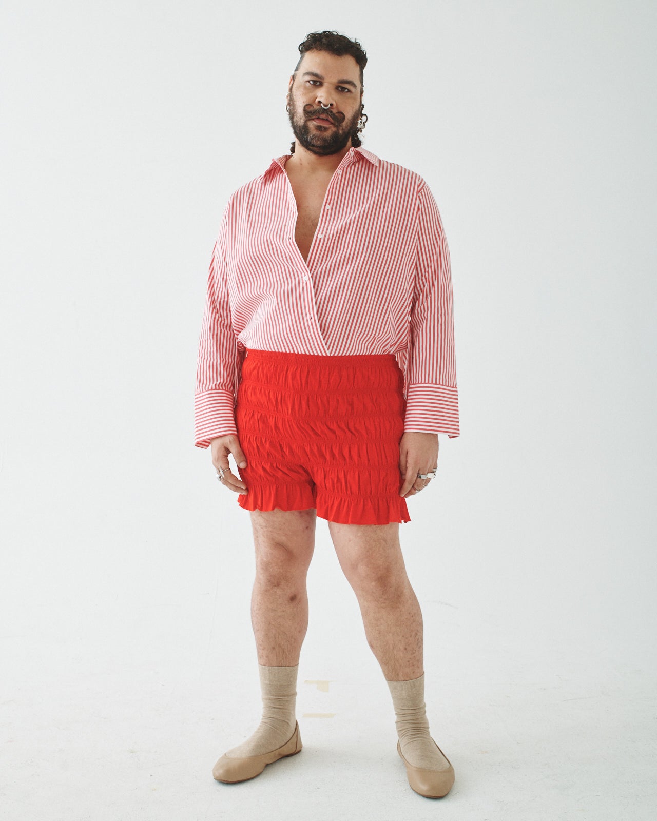 red dress shorts 09 SHIRRED BLOOMER SHORT
