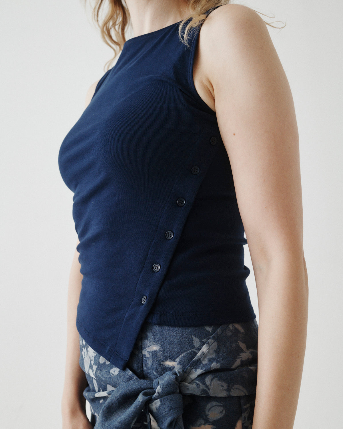 11 STRETCH COTTON ASYMMETRICAL TANK | T.W.I.N. (That's What I Need)