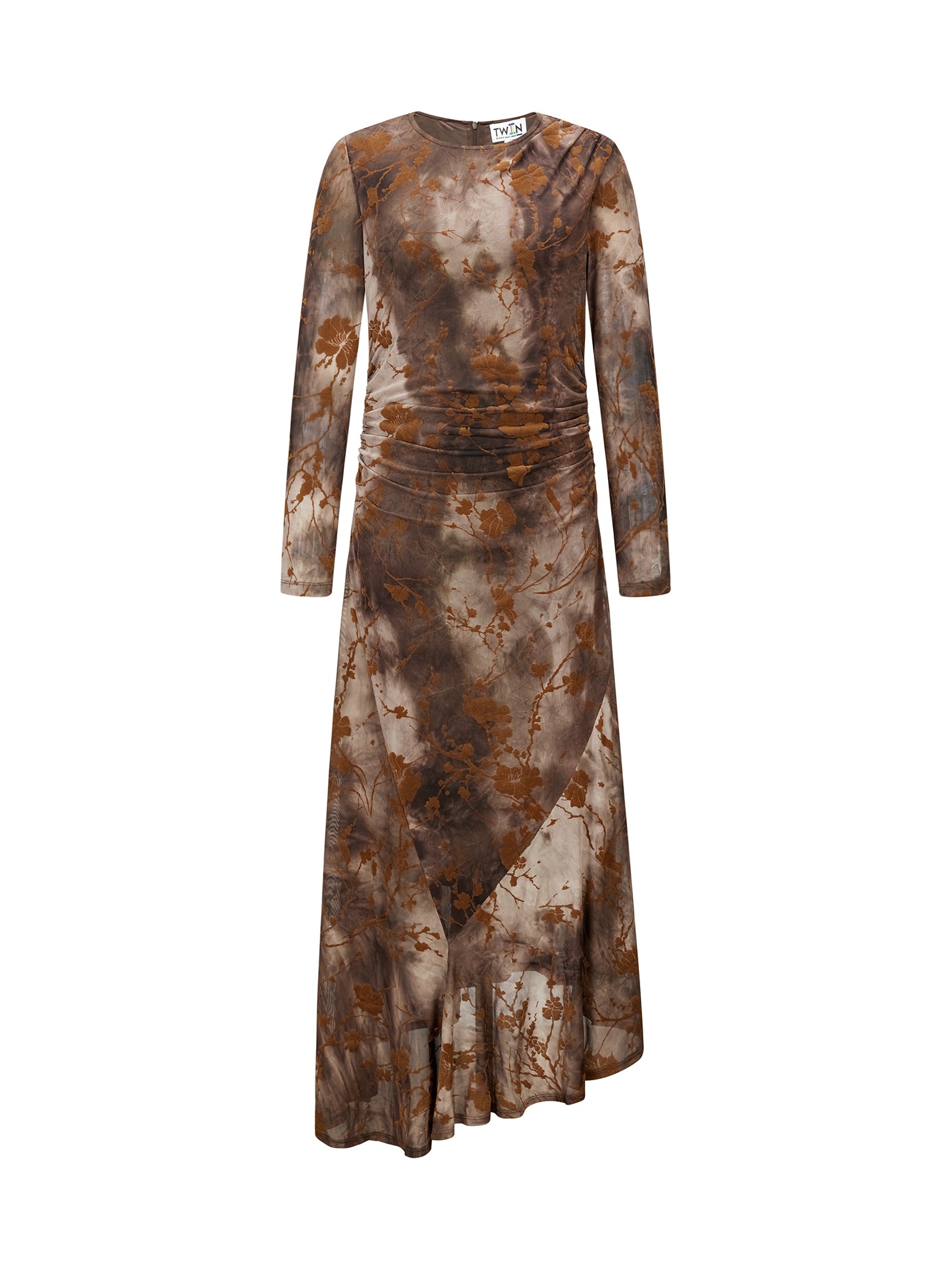 10 BURNOUT MESH ASYMMETRICAL DRESS